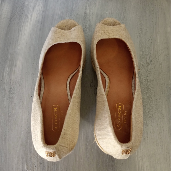 Coach Milan Linen Espadrille Wedges Women's Size 9 - Picture 16 of 16